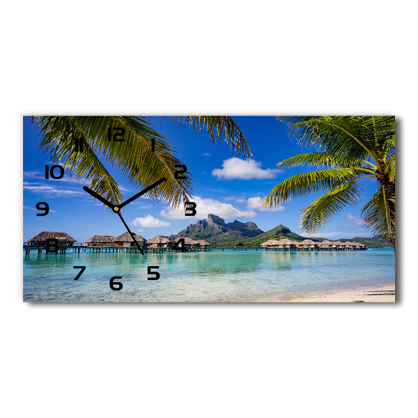 Horizontal wall clock Palms on Bora Bora