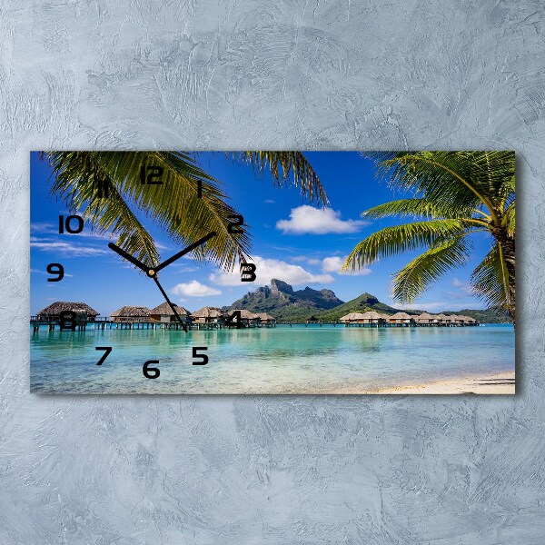 Horizontal wall clock Palms on Bora Bora