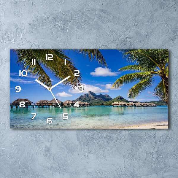 Horizontal wall clock Palms on Bora Bora