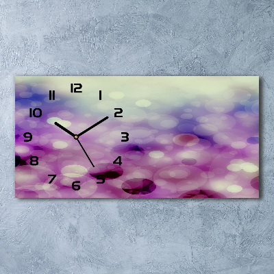 Horizontal rectangular wall clock Purple wheels