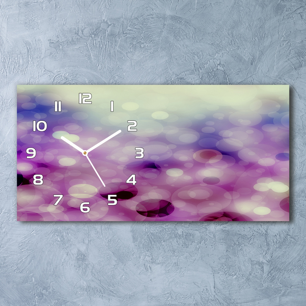 Horizontal rectangular wall clock Purple wheels