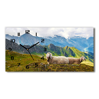 Horizontal wall clock Sheep in the Alps