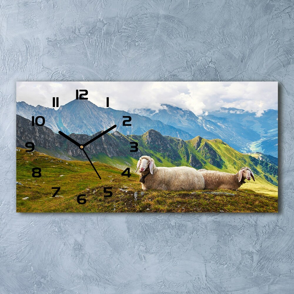 Horizontal wall clock Sheep in the Alps