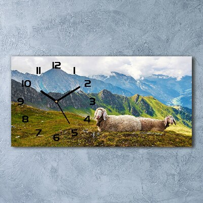 Horizontal wall clock Sheep in the Alps