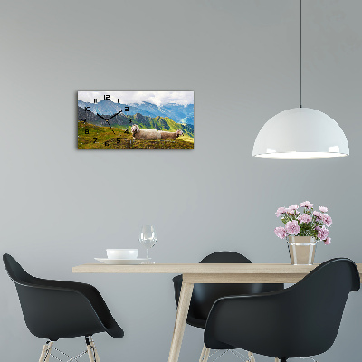 Horizontal wall clock Sheep in the Alps