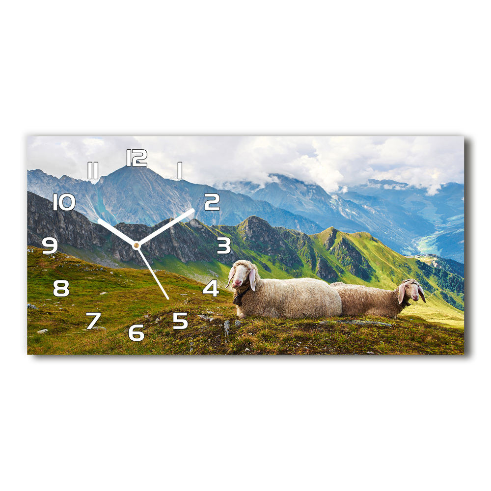 Horizontal wall clock Sheep in the Alps