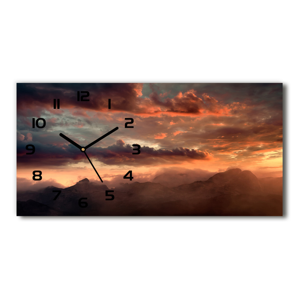 Horizontal wall clock Sunset of the mountain