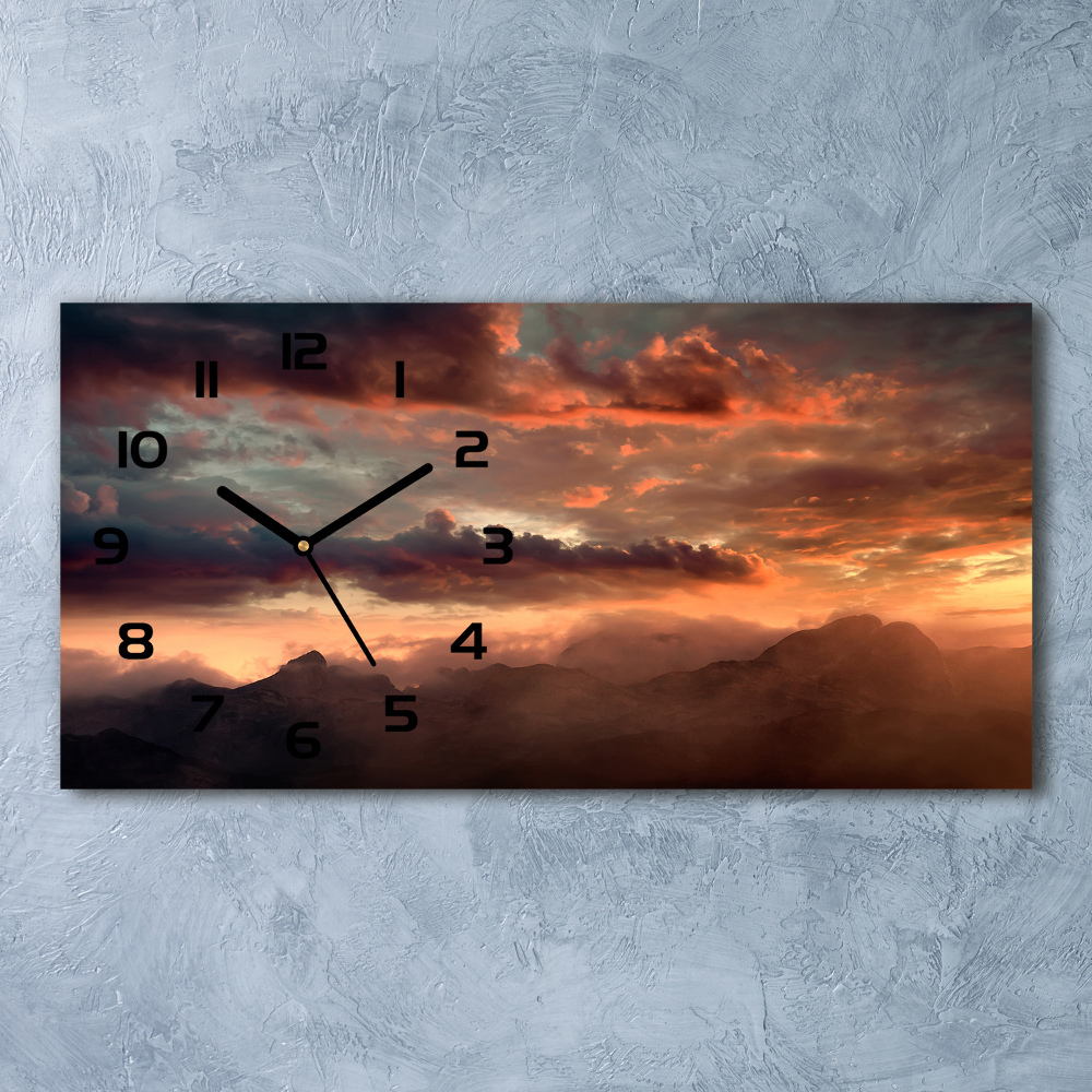 Horizontal wall clock Sunset of the mountain