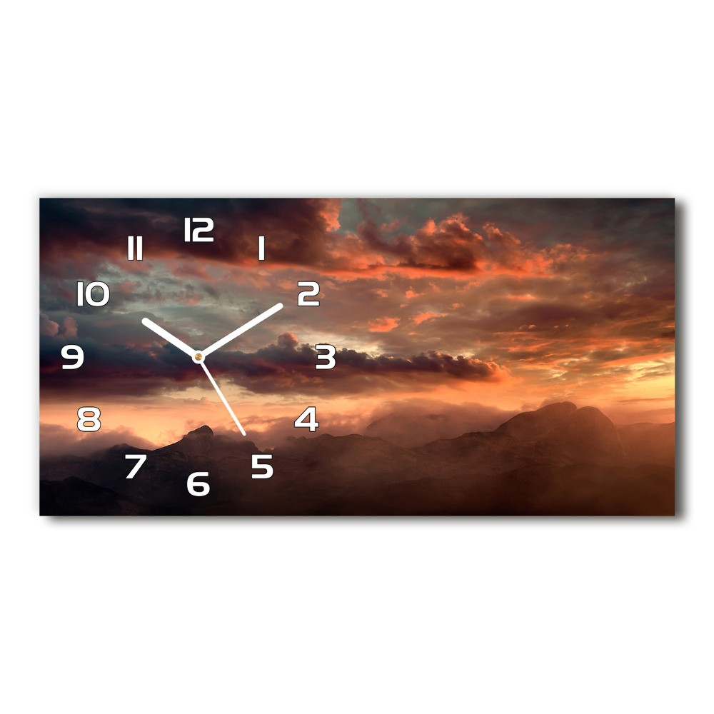 Horizontal wall clock Sunset of the mountain