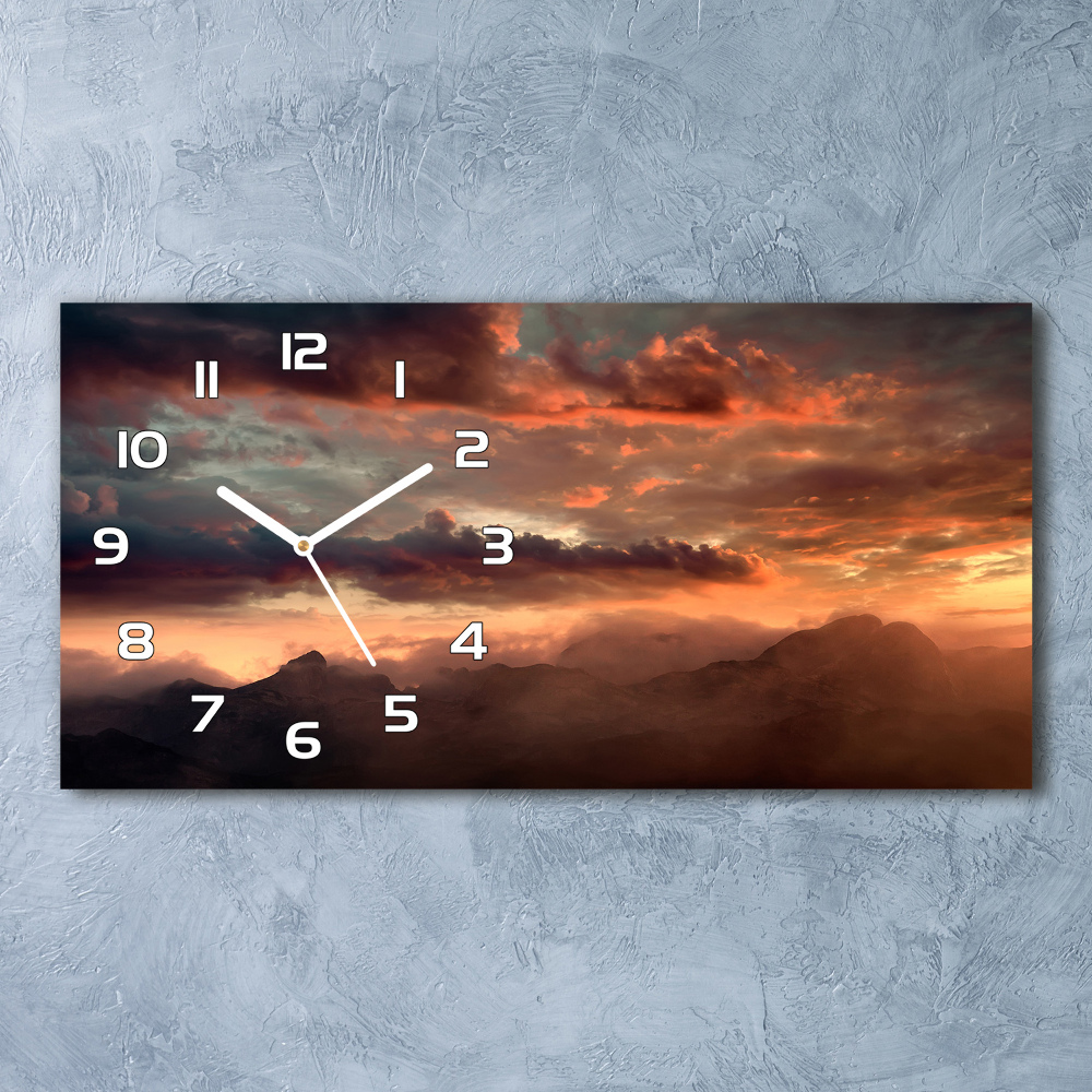 Horizontal wall clock Sunset of the mountain