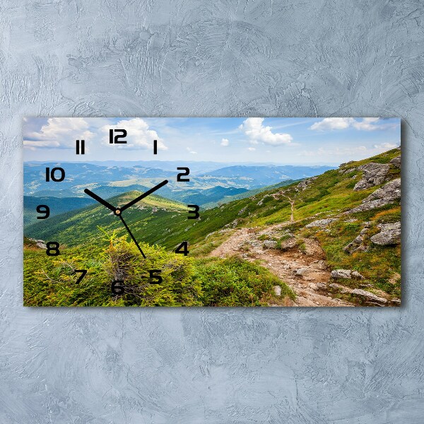 Horizontal rectangular wall clock Green hills