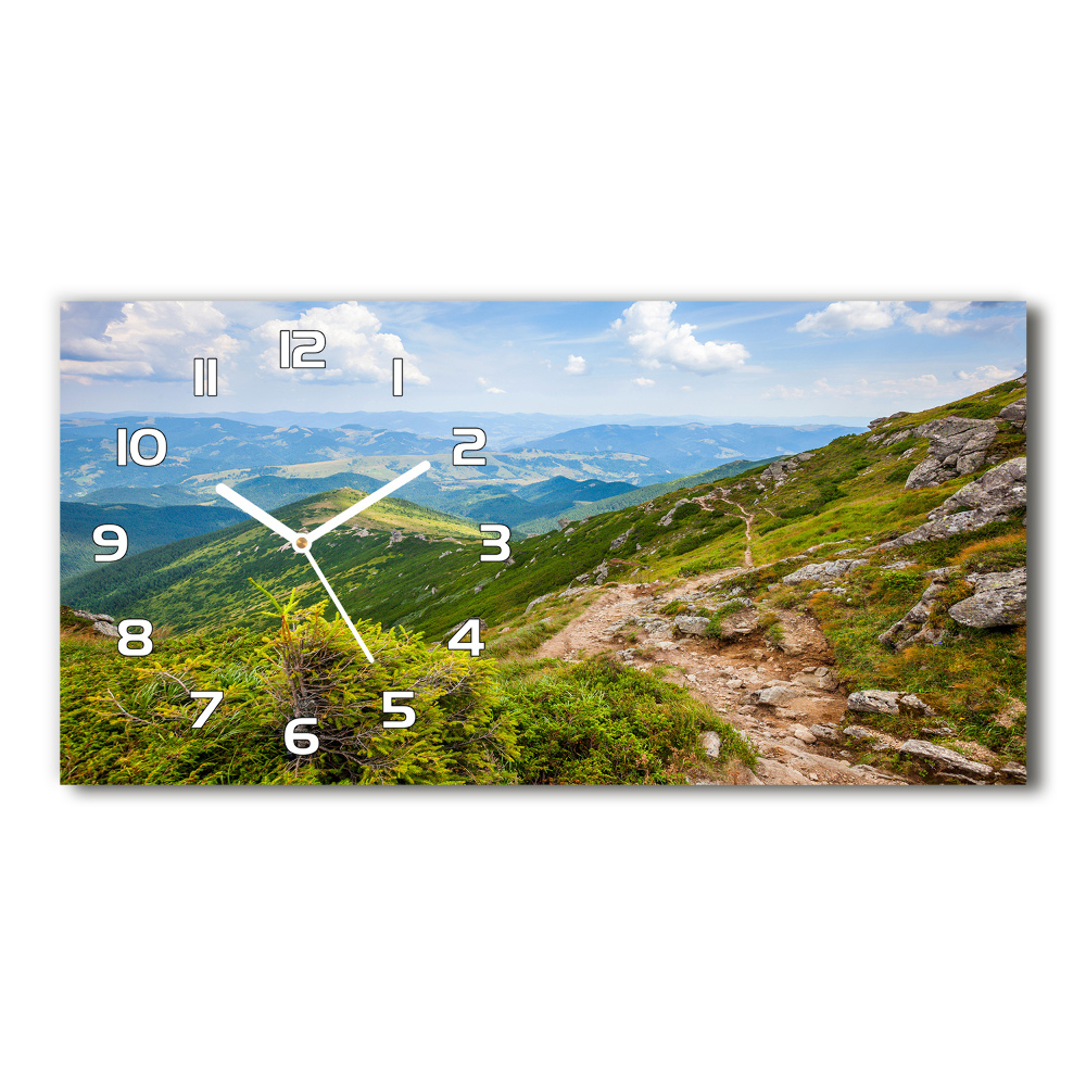 Horizontal rectangular wall clock Green hills