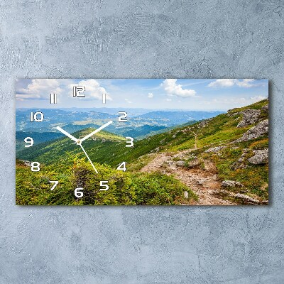 Horizontal rectangular wall clock Green hills