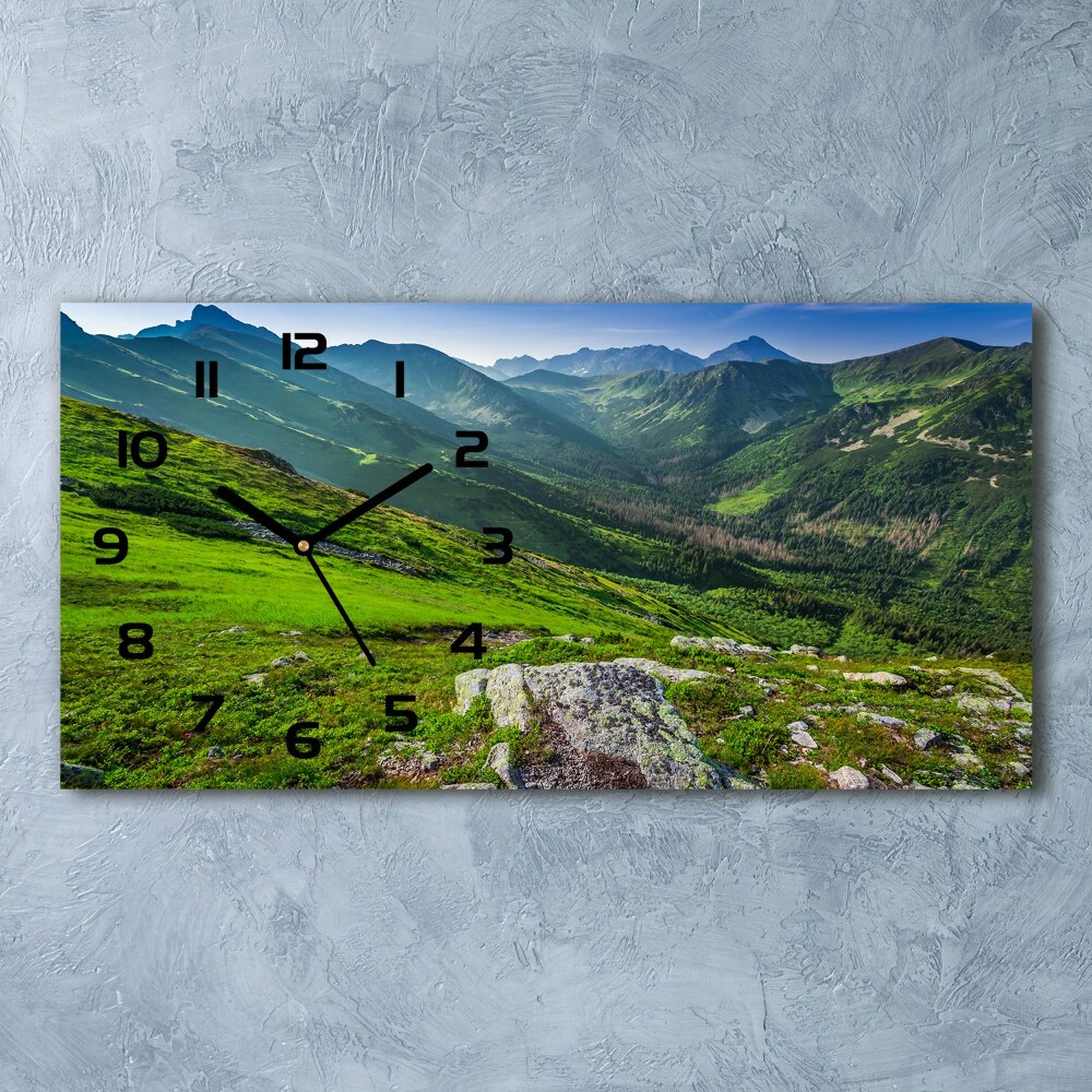 Horizontal rectangular wall clock Dawn in the mountains