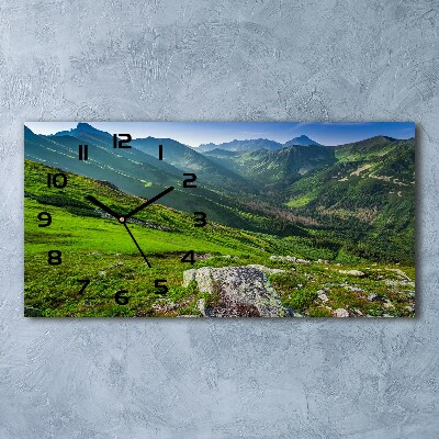 Horizontal rectangular wall clock Dawn in the mountains