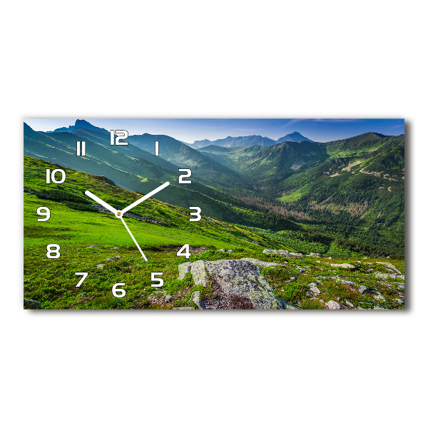 Horizontal rectangular wall clock Dawn in the mountains