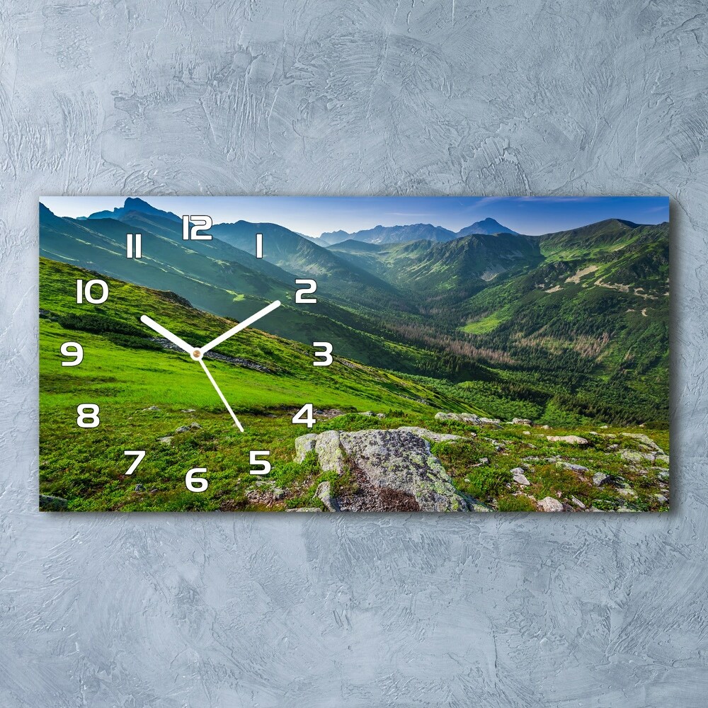 Horizontal rectangular wall clock Dawn in the mountains