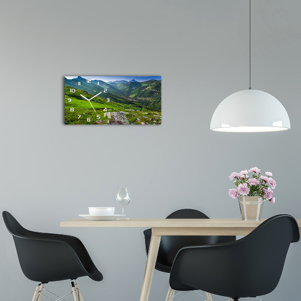 Horizontal rectangular wall clock Dawn in the mountains