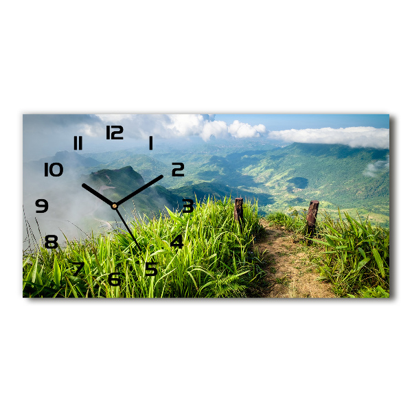 Horizontal rectangular wall clock Trail on the top