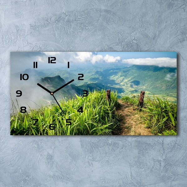 Horizontal rectangular wall clock Trail on the top