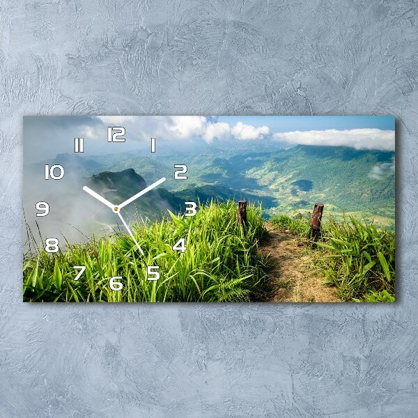 Horizontal rectangular wall clock Trail on the top