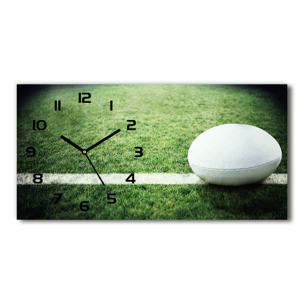 Horizontal rectangular wall clock Rugby ball