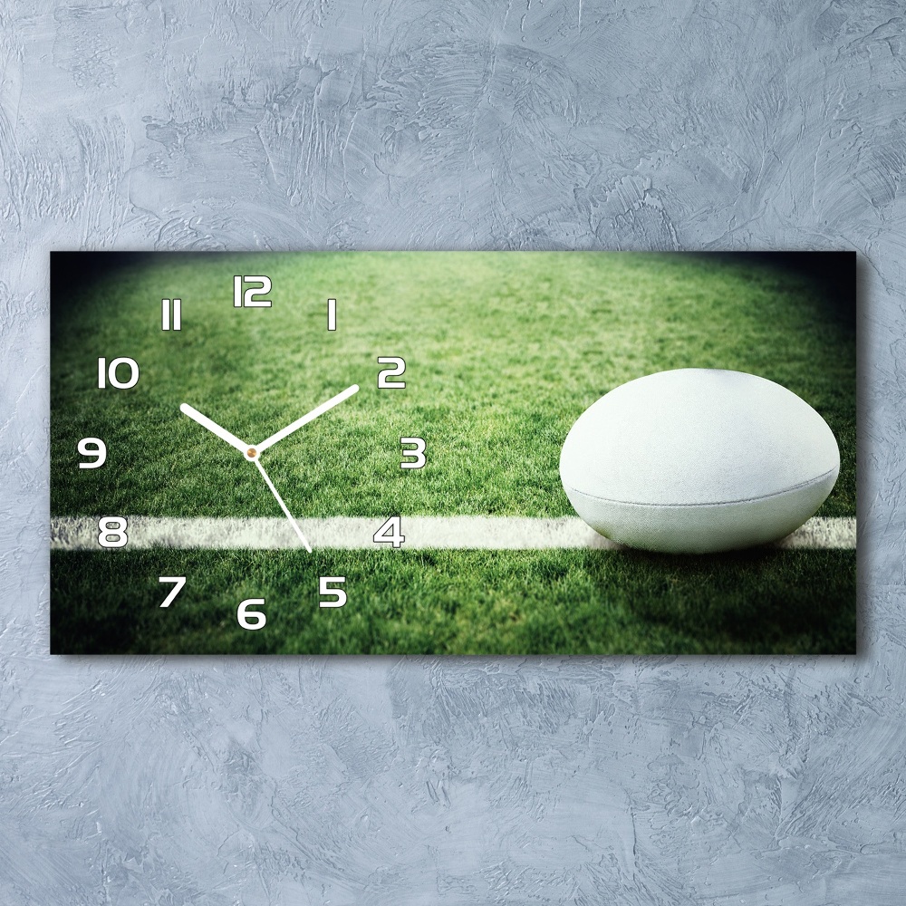 Horizontal rectangular wall clock Rugby ball