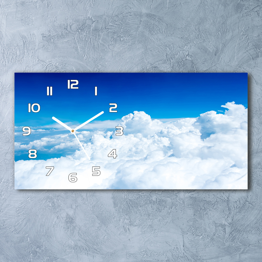 Horizontal wall clock Bird's flight clouds