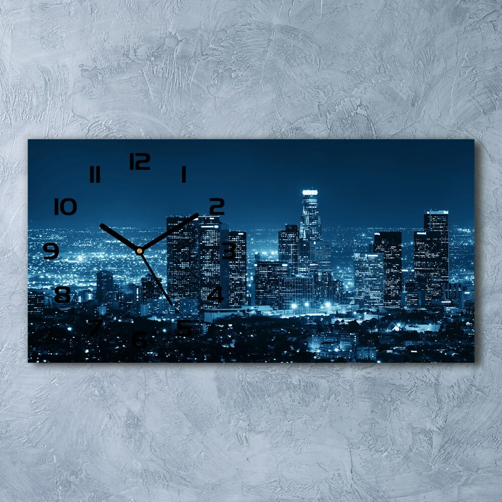 Horizontal wall clock Los Angeles at night