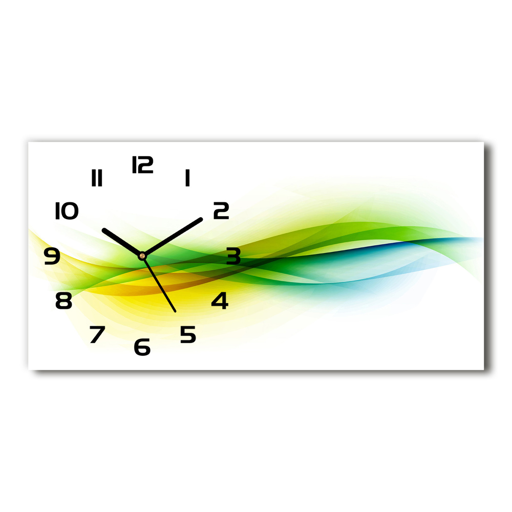 Horizontal rectangular wall clock Wave abstraction