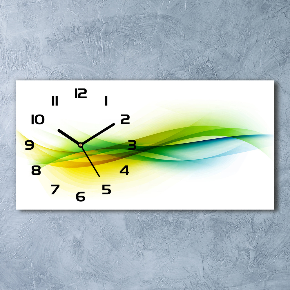 Horizontal rectangular wall clock Wave abstraction