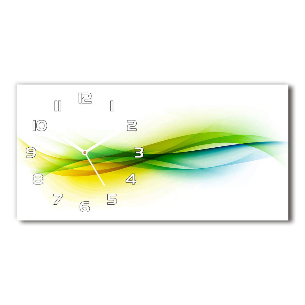 Horizontal rectangular wall clock Wave abstraction