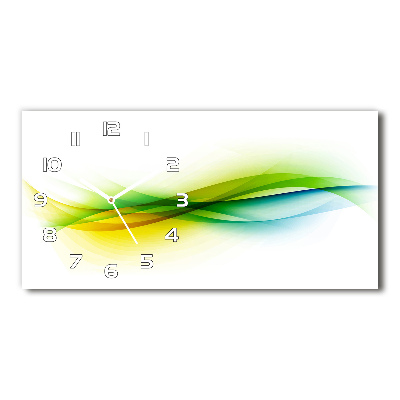 Horizontal rectangular wall clock Wave abstraction