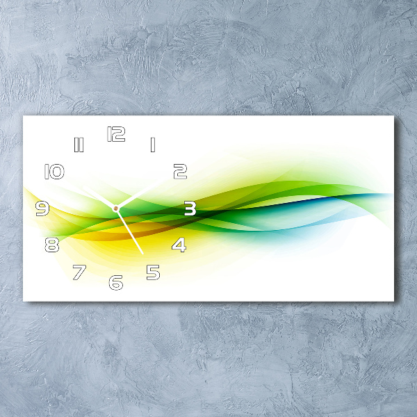 Horizontal rectangular wall clock Wave abstraction