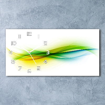 Horizontal rectangular wall clock Wave abstraction