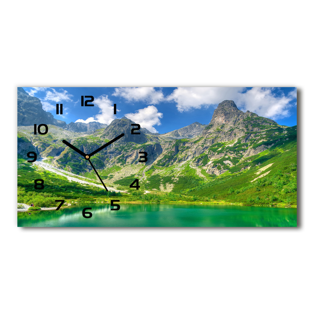 Horizontal rectangular wall clock Lake in the mountains