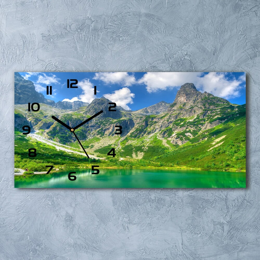 Horizontal rectangular wall clock Lake in the mountains