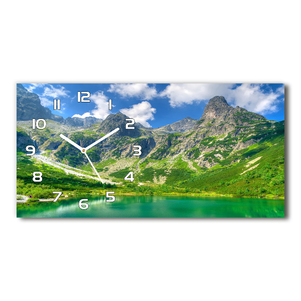 Horizontal rectangular wall clock Lake in the mountains