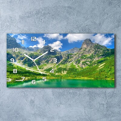 Horizontal rectangular wall clock Lake in the mountains