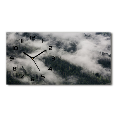 Horizontal rectangular wall clock Fog over the forest