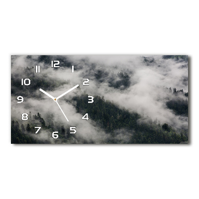 Horizontal rectangular wall clock Fog over the forest