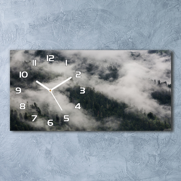 Horizontal rectangular wall clock Fog over the forest