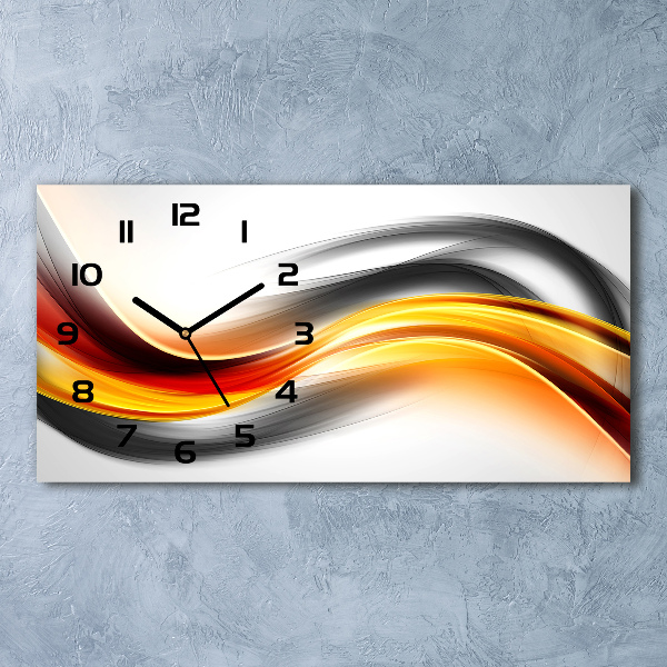 Horizontal rectangular wall clock Wave abstraction