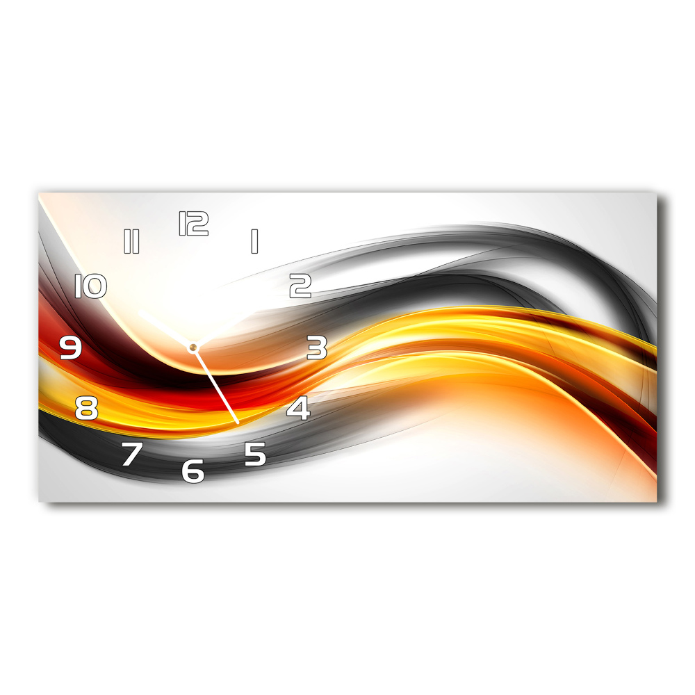 Horizontal rectangular wall clock Wave abstraction