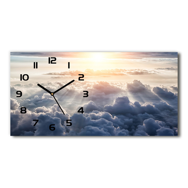 Horizontal rectangular wall clock Bird's flight clouds