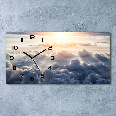 Horizontal rectangular wall clock Bird's flight clouds