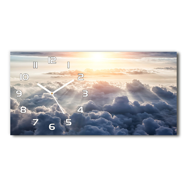 Horizontal rectangular wall clock Bird's flight clouds