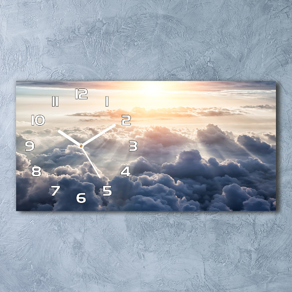 Horizontal rectangular wall clock Bird's flight clouds