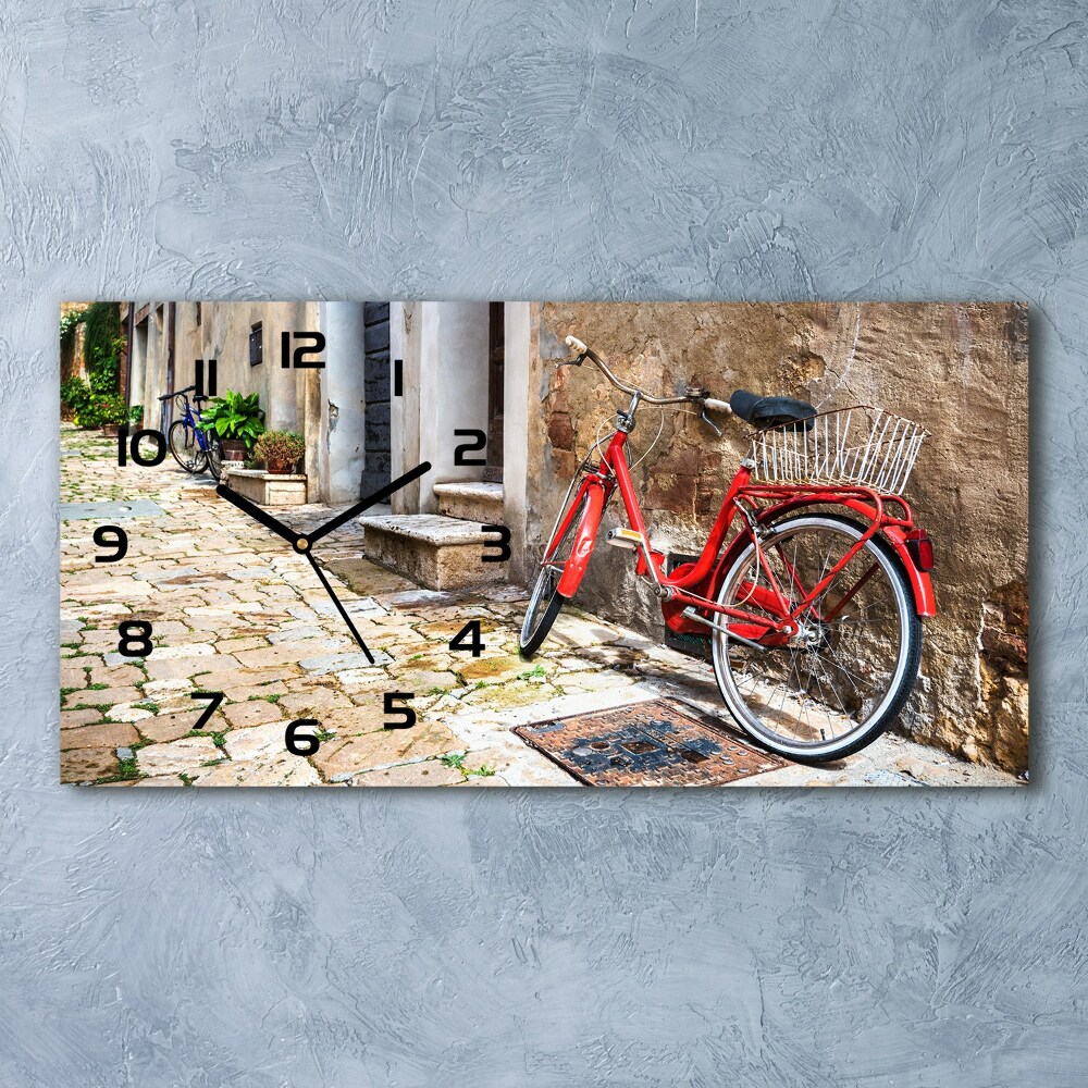 Horizontal wall clock Red bike