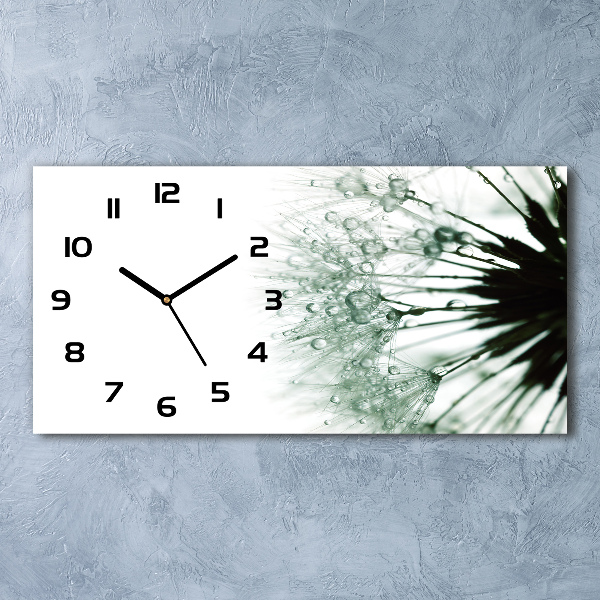 Horizontal rectangular wall clock Dandelion seeds